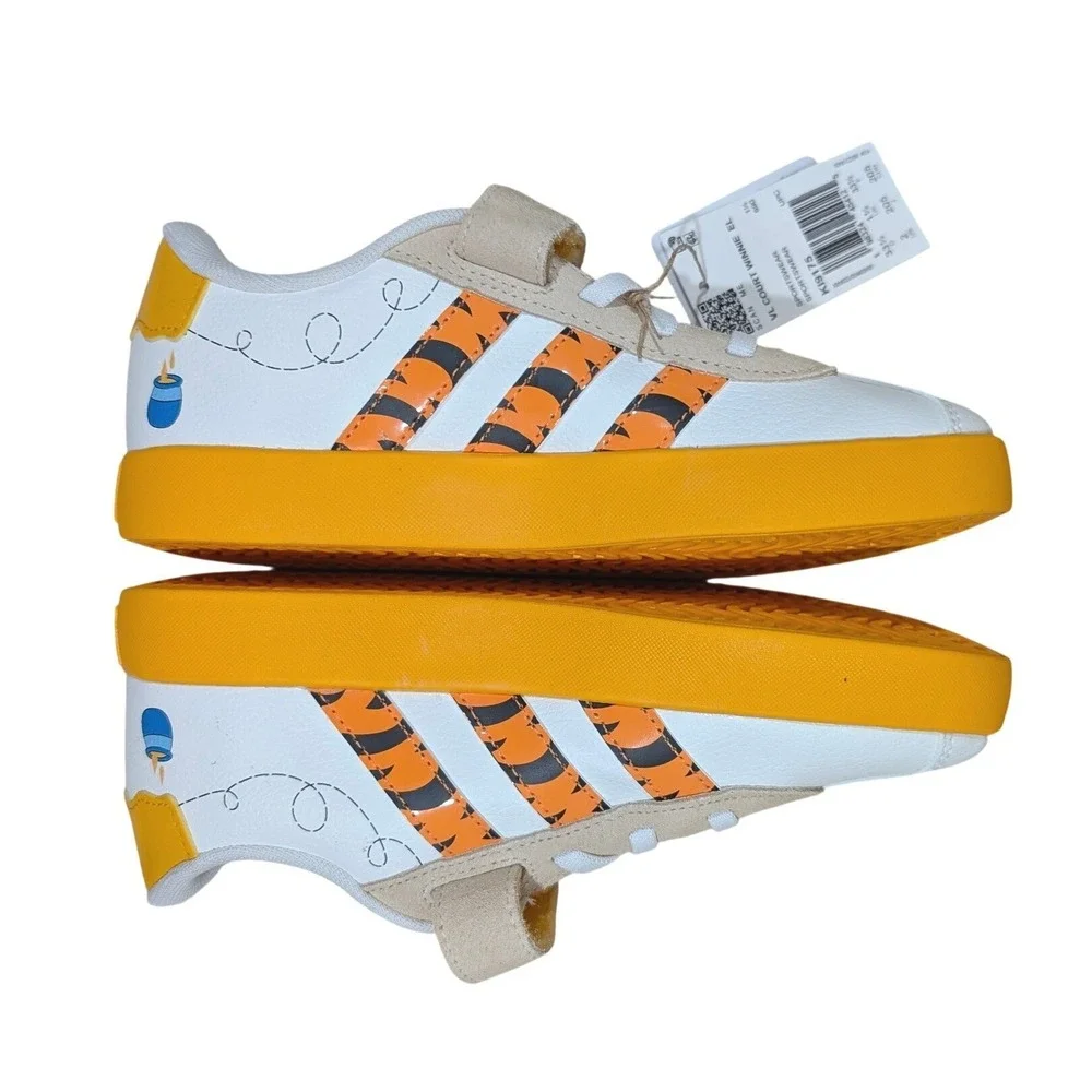 Adidas x Disney Winnie the Pooh VL Court Sneakers Orange White KI9175 Kids 2 NIB